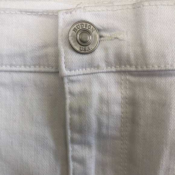 Hudson Jeans Vivid White Frayed Hem Denim Mini Skirt Size 32/XL - Picture 5 of 11